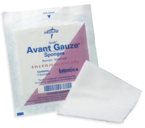 Gauze pad 4 ply 2"X2", Sterile 2's, 50 packs/Box