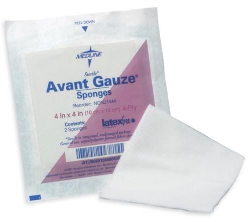 Gauze pad 8 ply 2"X2", Sterile 2's, 50 packs/Box